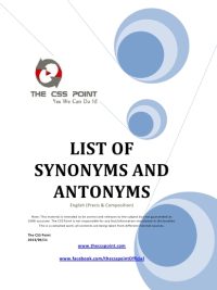 500 Word List of Synonyms and Antonyms