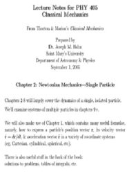 Notes on Classical Mechanics