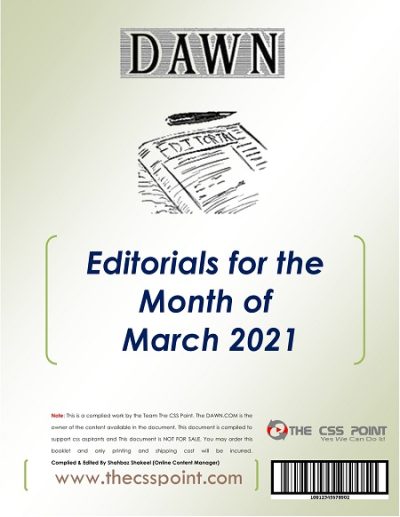 Monthly DAWN Editorials March 2021