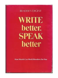 Write Better Speak Better By Reader's Digest Association